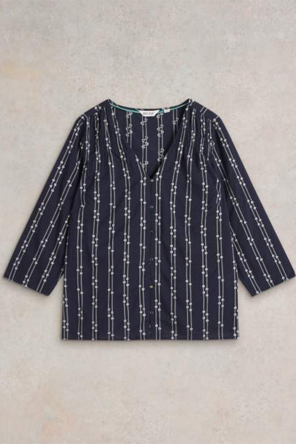 White Stuff Rae Organic Cotton Top Navy Multi