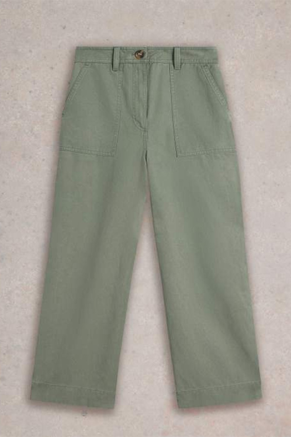 White Stuff Romy Wide Leg Cropped Trouser Dus Green