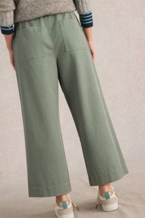 White Stuff Romy Wide Leg Cropped Trouser Dus Green