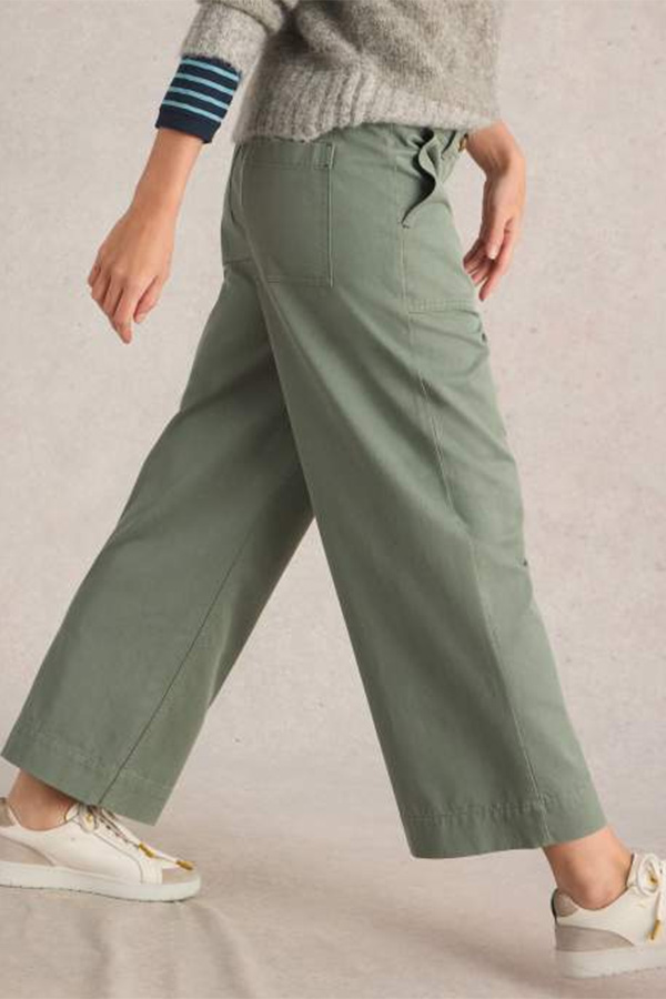 White Stuff Romy Wide Leg Cropped Trouser Dus Green