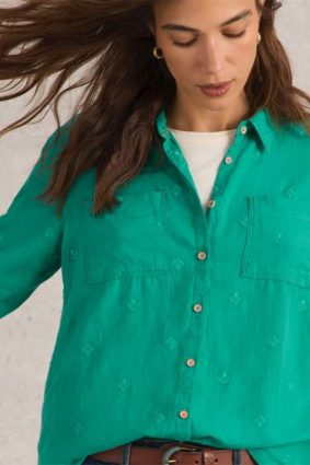 White Stuff Sophie Organic Cotton Shirt BRT Green