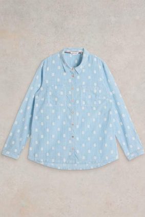 White Stuff Sophie Organic Cotton Shirt Blue MLT