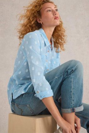 White Stuff Sophie Organic Cotton Shirt Blue MLT