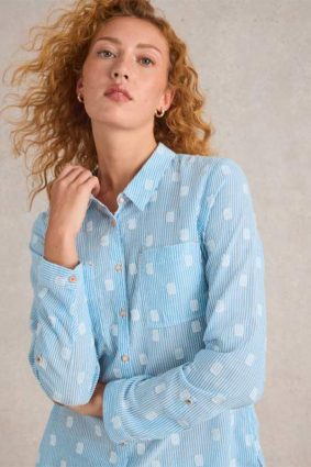 White Stuff Sophie Organic Cotton Shirt Blue MLT