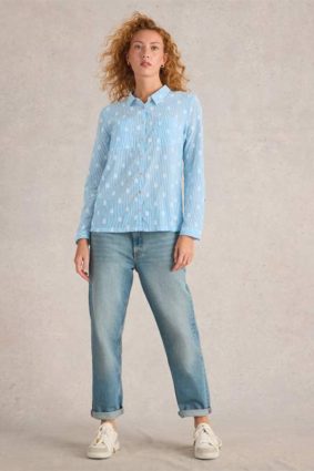 White Stuff Sophie Organic Cotton Shirt Blue MLT