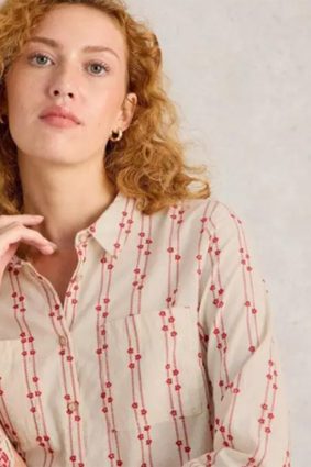 White Stuff Sophie Organic Cotton Shirt Pink MLT