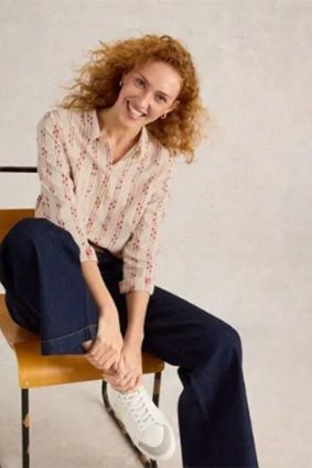 White Stuff Sophie Organic Cotton Shirt Pink MLT