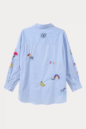 Me369 Madison Oversized Emb Shirt Stripe
