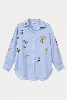 Me369 Madison Oversized Emb Shirt Stripe