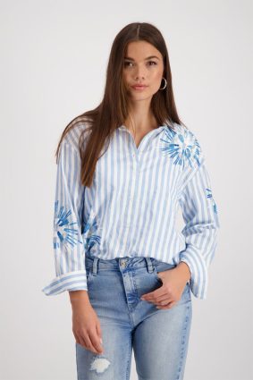 Monari Blouse Striped Flowers SPR WTR