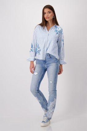 Monari Blouse Striped Flowers SPR WTR