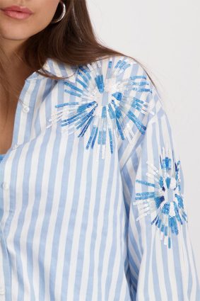 Monari Blouse Striped Flowers SPR WTR