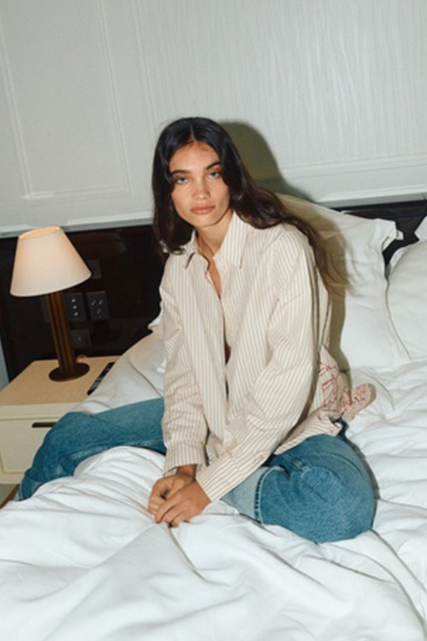 Mos Mosh Elinda Leafy Stripe Shirt Sesame