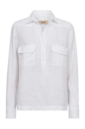 Mos Mosh Enna Linen Pocket Blouse White
