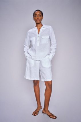 Mos Mosh Enna Linen Pocket Blouse White