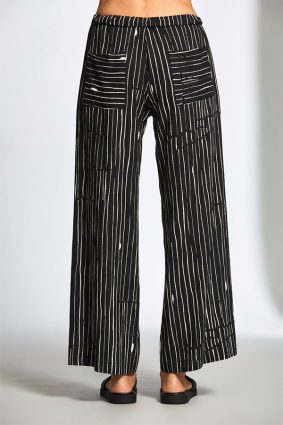 Peruzzi Broken Stripe Crop Trouser BlackEcru