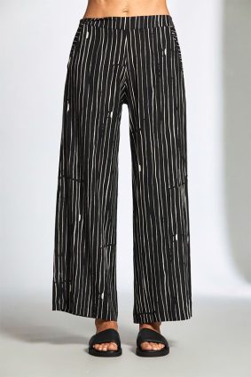 Peruzzi Broken Stripe Crop Trouser BlackEcru