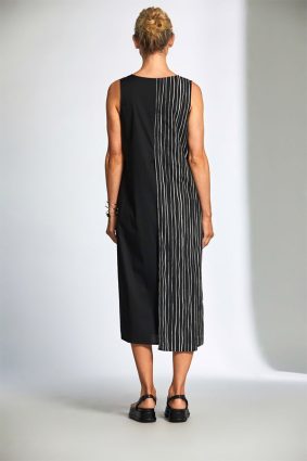 Peruzzi Broken Stripe Dress BlackEcru