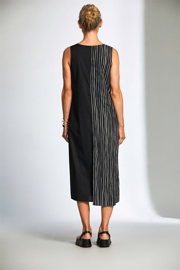 Peruzzi Broken Stripe Dress BlackEcru