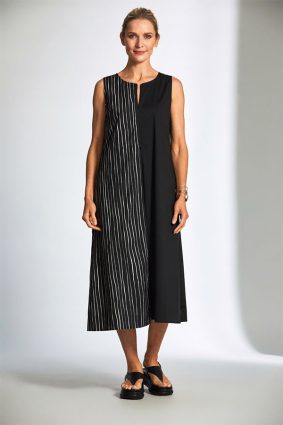 Peruzzi Broken Stripe Dress BlackEcru