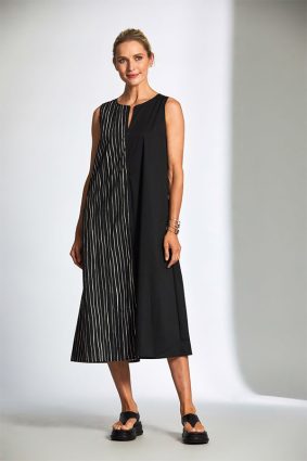 Peruzzi Broken Stripe Dress BlackEcru