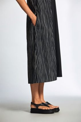 Peruzzi Broken Stripe Dress BlackEcru