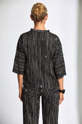 Peruzzi Broken Stripe Jacket BlackEcru
