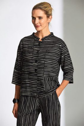 Peruzzi Broken Stripe Jacket BlackEcru