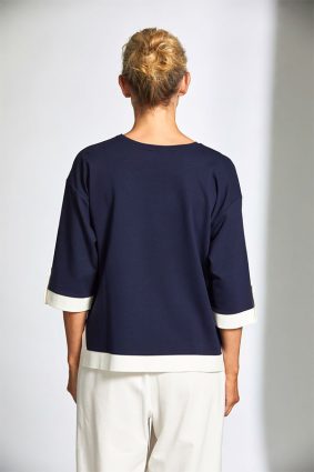 Peruzzi Contrast Panel Top NavyEcru