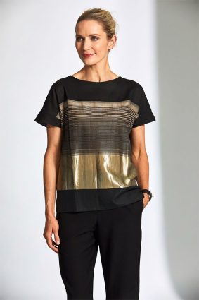 Peruzzi Graded Metallic Stripe Top BlkGold