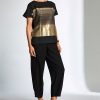 Peruzzi Graded Metallic Stripe Top BlkGold
