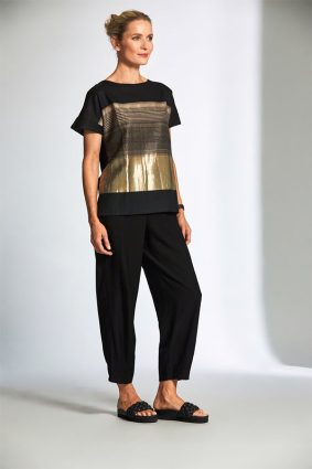 Peruzzi Graded Metallic Stripe Top BlkGold