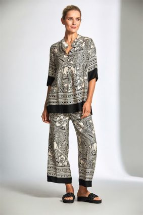 Peruzzi Wood Block Print Top BlkEcru