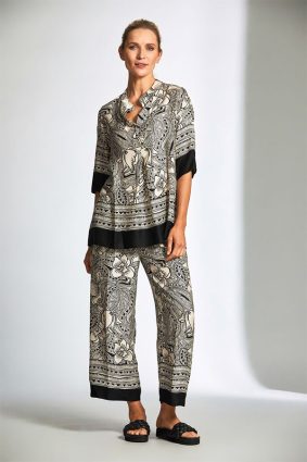 Peruzzi Wood Block Print Trouser BlkEcru