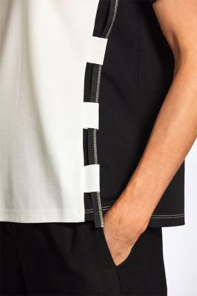 Peruzzi Zip Trim Top EcruBlack