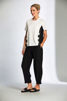 Peruzzi Zip Trim Top EcruBlack