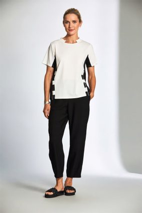 Peruzzi Zip Trim Top EcruBlack