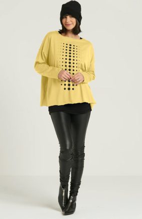 Planet Dot Dot Dot Mini Boxy T ChartreuseBlack