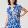 Surkanan Blouse with V-neck Opening Blue