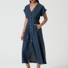 Surkanan Long Midi Shirt Dress Navy Blue
