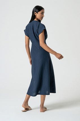 Surkanan Long Midi Shirt Dress Navy Blue