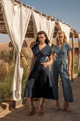 Surkanan Long Midi Shirt Dress Navy Blue