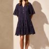 Tribal Mixed Pattern Eyelet Dress Nautical