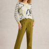 White Stuff Rowena Linen Trouser Khaki Grn
