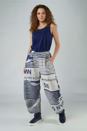 Black Label Pant Navy Print