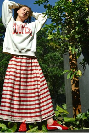 Cooper Forward Motion Skirt RedNatural Stripe