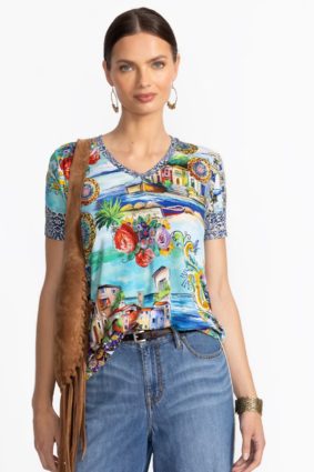 Johnny Was The Janie Favorite SS V-Neck Swing Tee