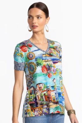 Johnny Was The Janie Favorite SS V-Neck Swing Tee