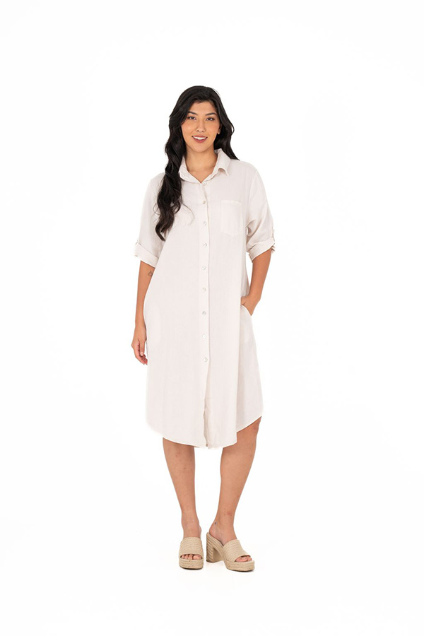 Made In Italy Women's Woven Dress Coconut