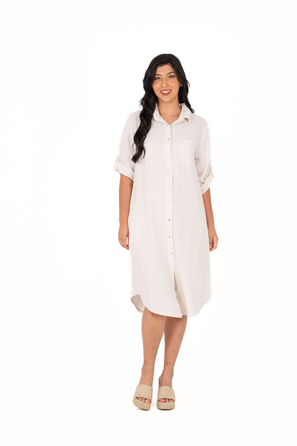 Made In Italy Women's Woven Dress Coconut